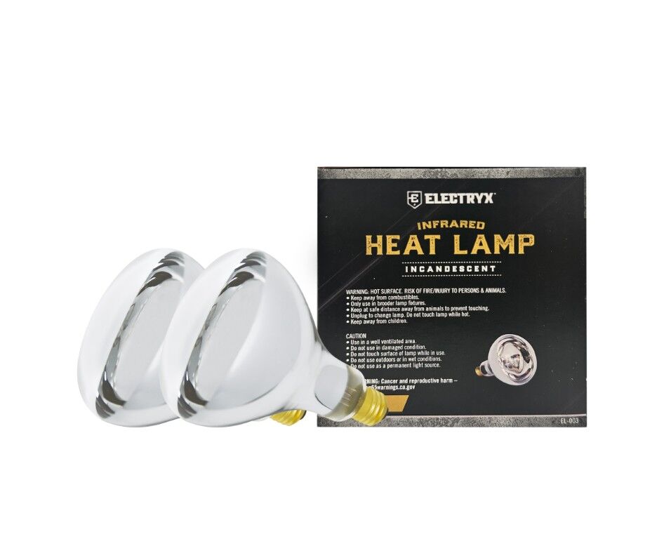 Electryx R40 250 Watt Splatter Resistant Incandescent Infrared Heat Lamp, 2-Pk