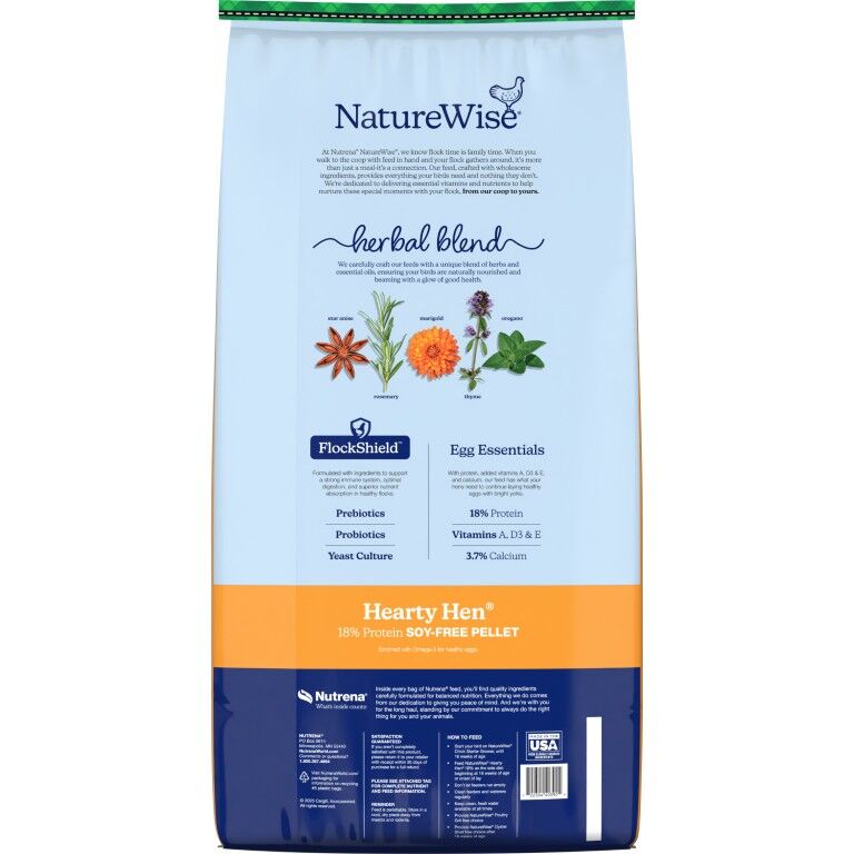 Nutrena NatureWise Hearty Hen 18% Protein Soy-Free Pellet, 40-Lb