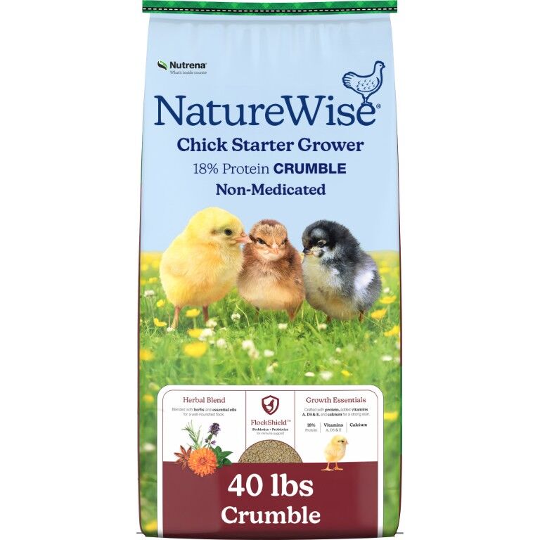 Nutrena NatureWise Chick Starter Grower 18% Crumble Non-Medicated, 40-Lb