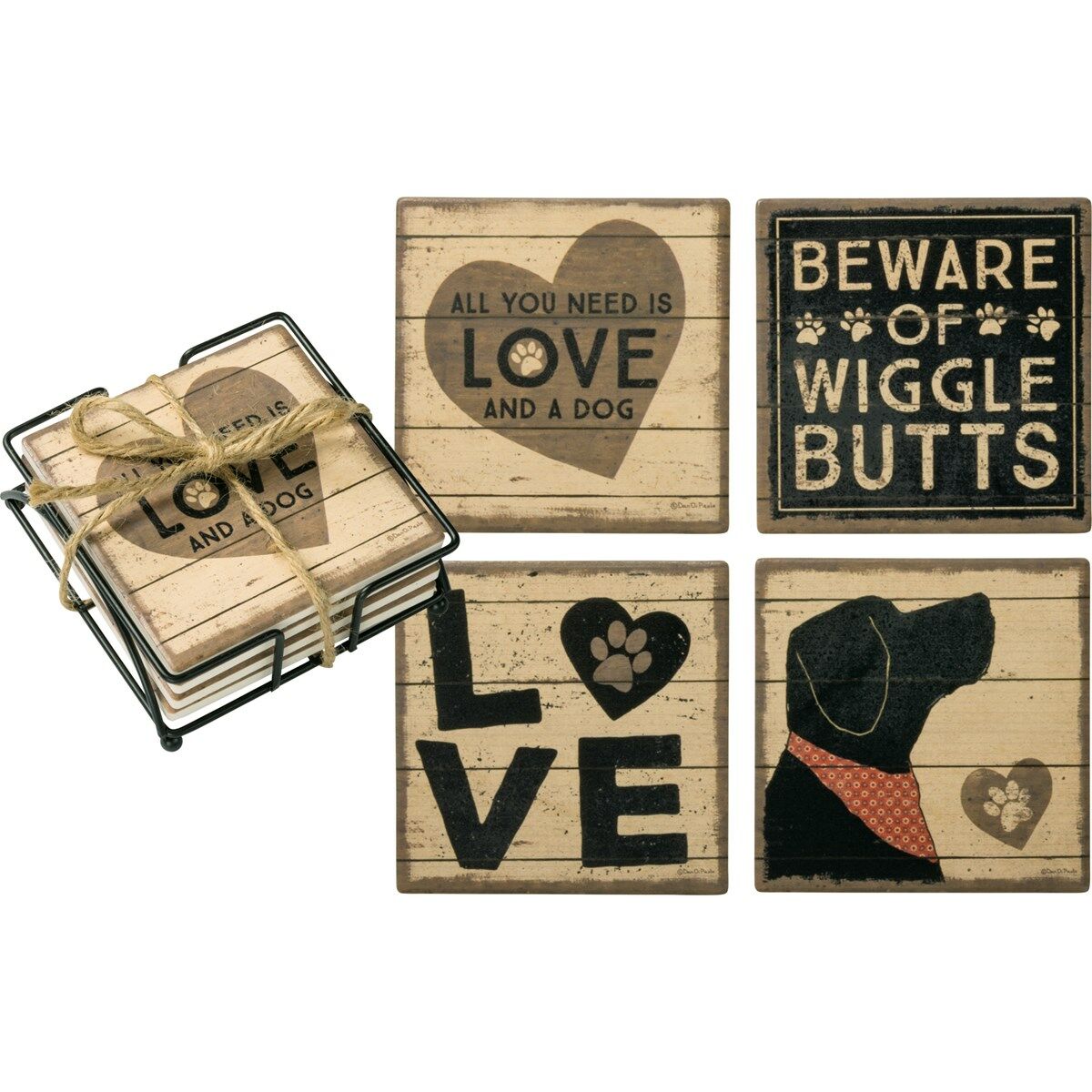 "Love and a Dog" Stoneware Coasters