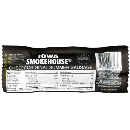Iowa Smokehouse Cheesy Original Summer Sausage, 11-Oz