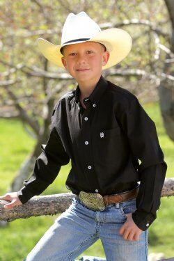 Cinch Boy's Solid Button Down Western Shirt