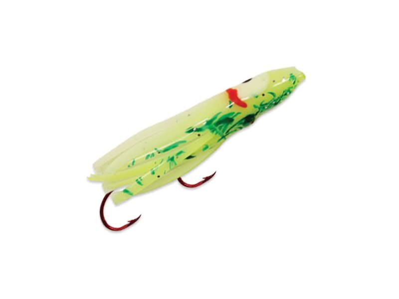 Mack's Lure Pew Wee Hoochie Chartreuse Green Spatter Glow, #4