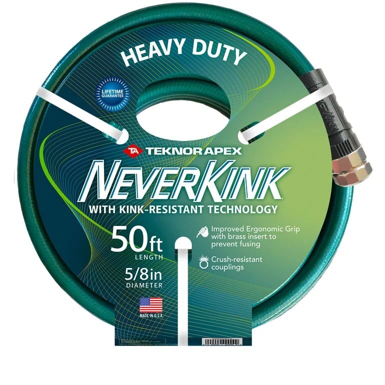 Teknor Apex Never Kink Heavy Duty Garden Hose, 340 PSI, 5/8-In x 50-Ft